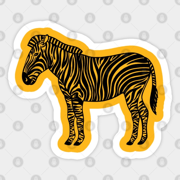 Zebra drawing - detailed hand drawn animal design Sticker by Green Paladin